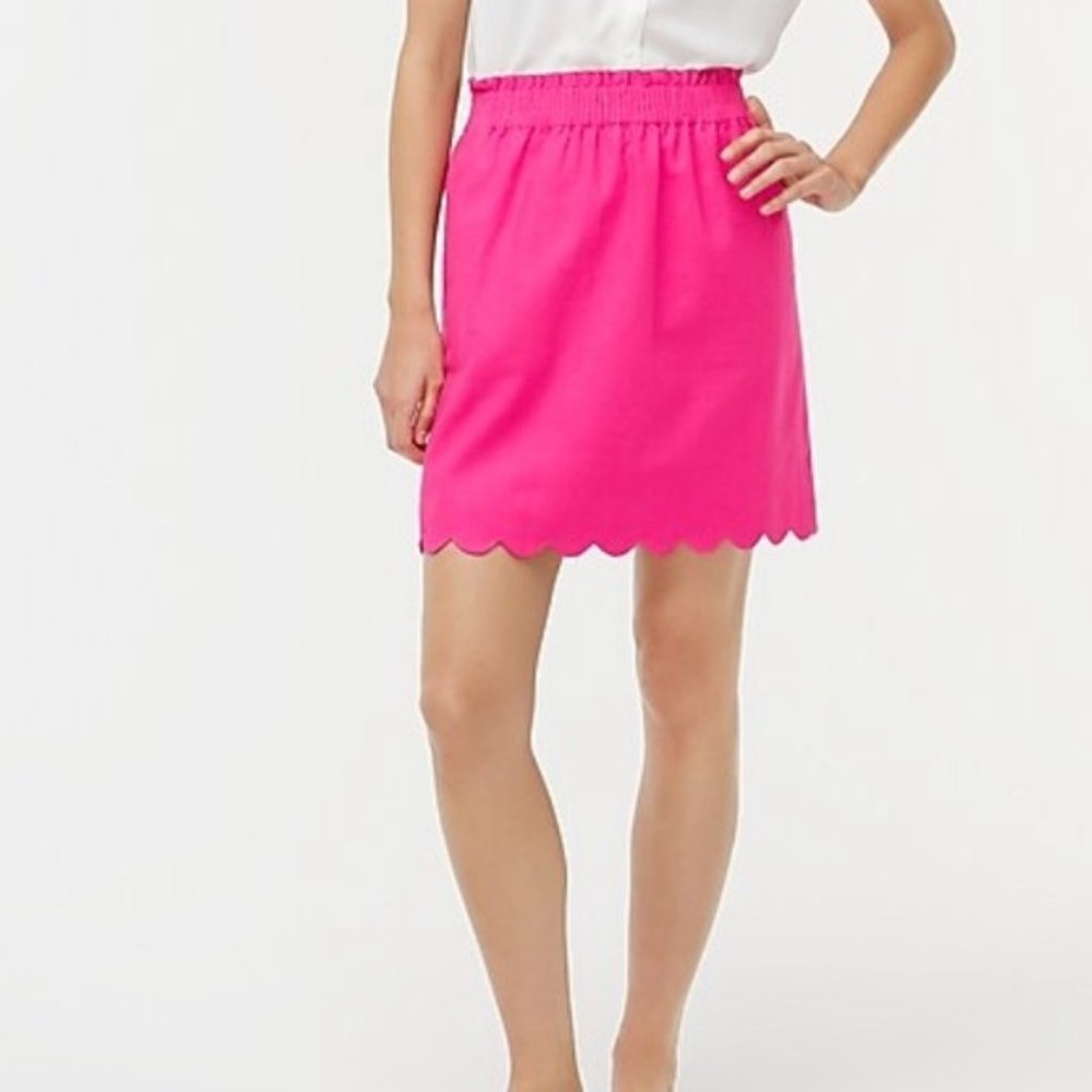 J. Crew Pink Size 12 Linen Blend Mini Scallop Skirt with pockets